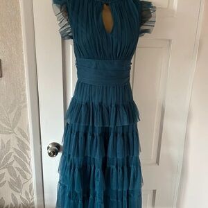 Chic Teal Layered Maxi Dress